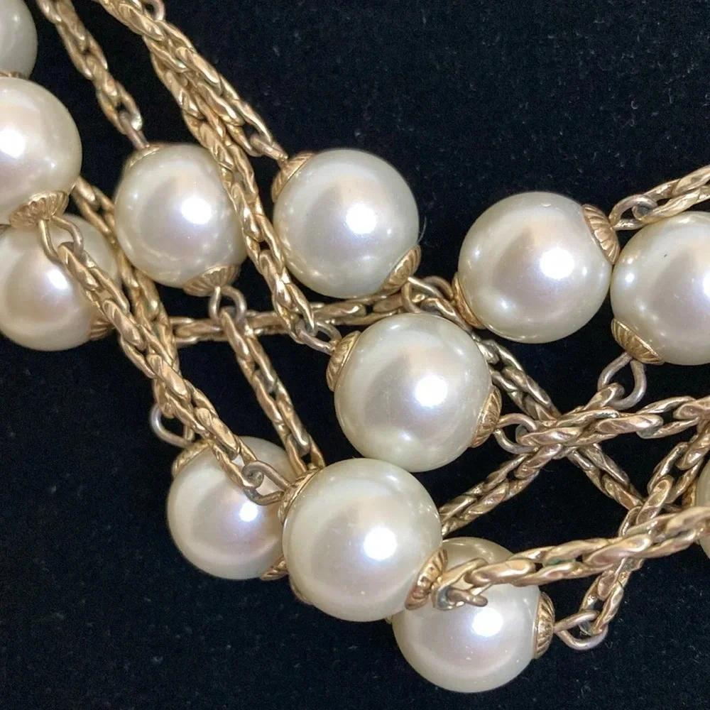 Vintage  St Thomas Multi Strand Faux Pearl Necklace
